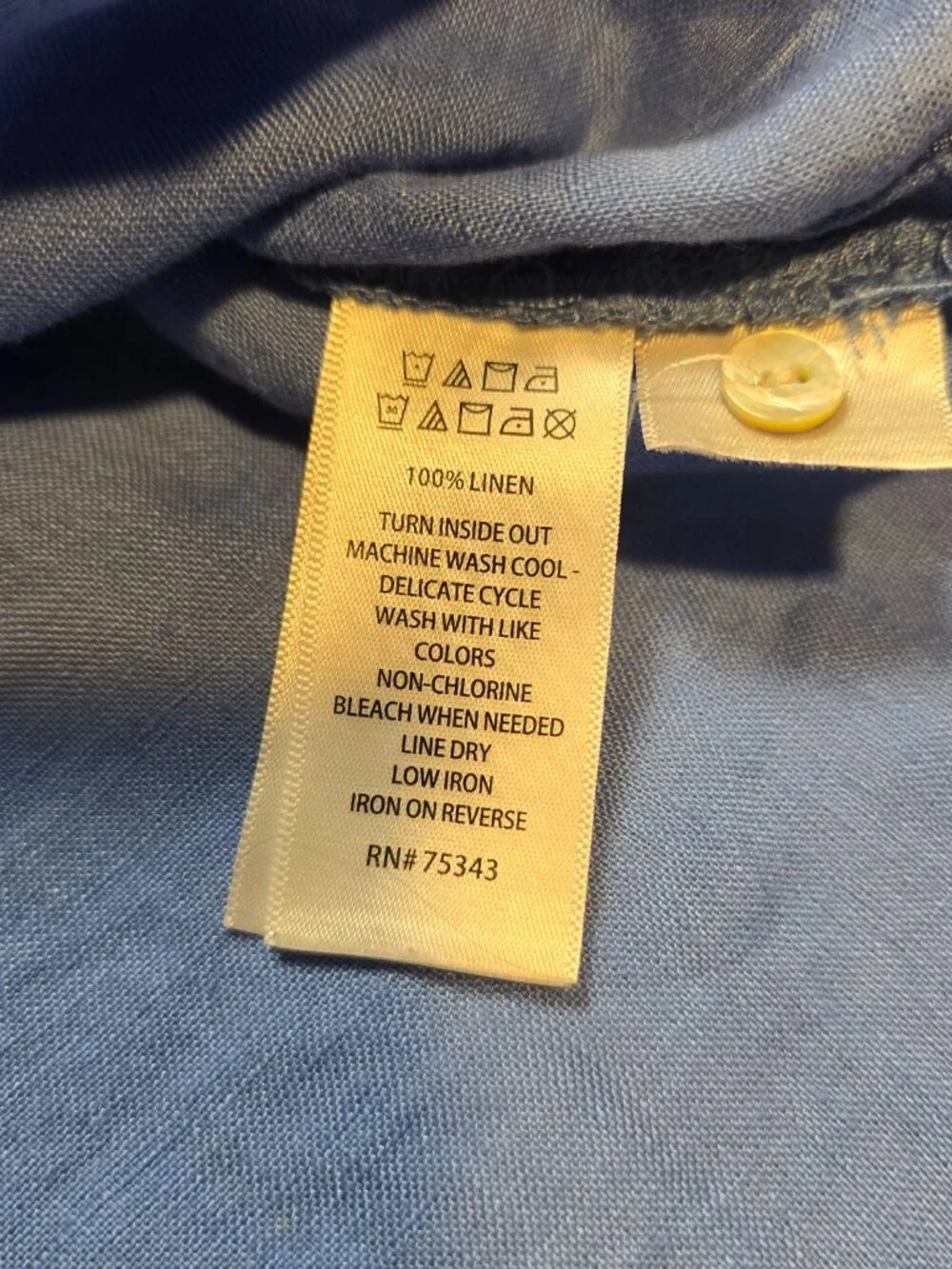 Jones New York Women’s Blue 100% Linen Sleeveless Button Tunic Top L - Picture 9 of 9
